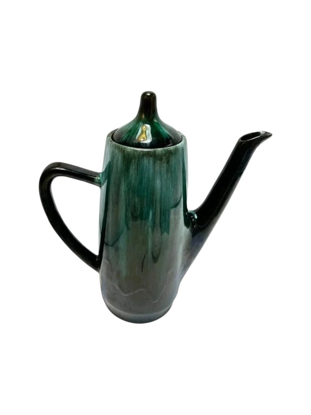 Blue Mountain Tea Pot 9 in Tall Coffee Blue Green Black Glaze ON Canada‎ MCM BMP